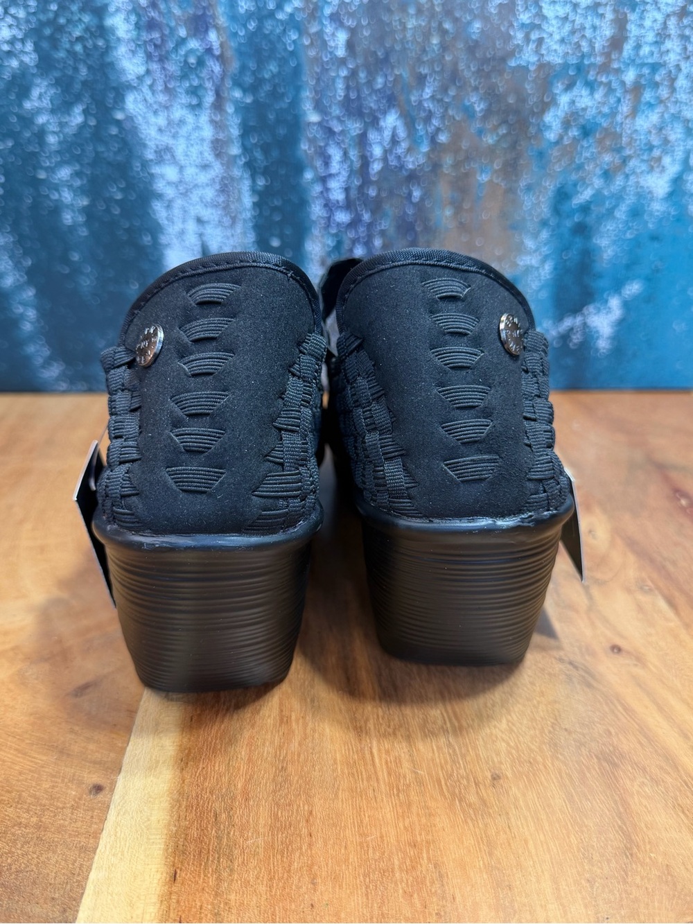 bernie mev. Minimalist Black Woven Mary Jane Platform Shoes NWT - Picture 4 of 11